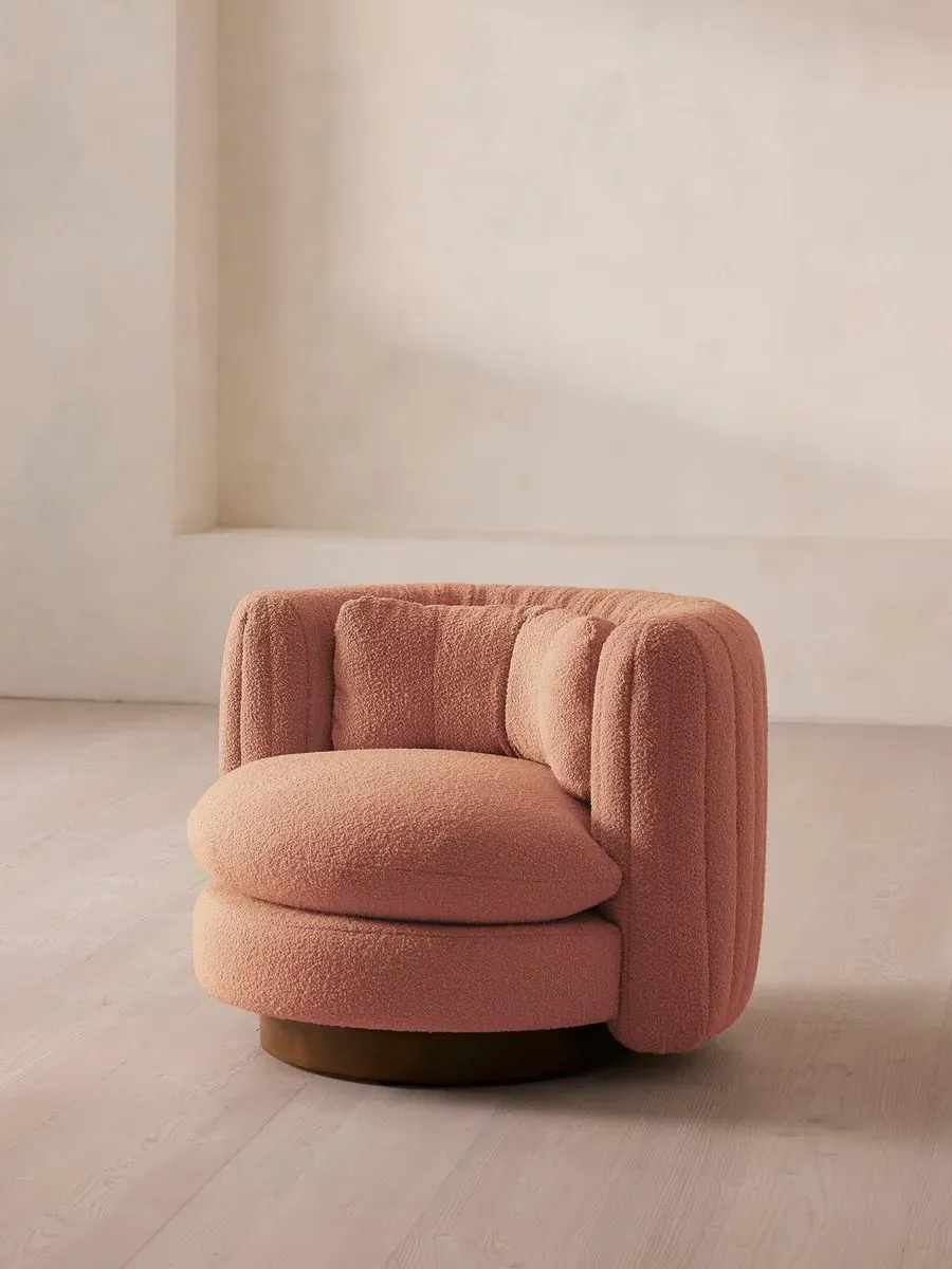 Swivel Armchair Tub Style - Coral, Boucle image