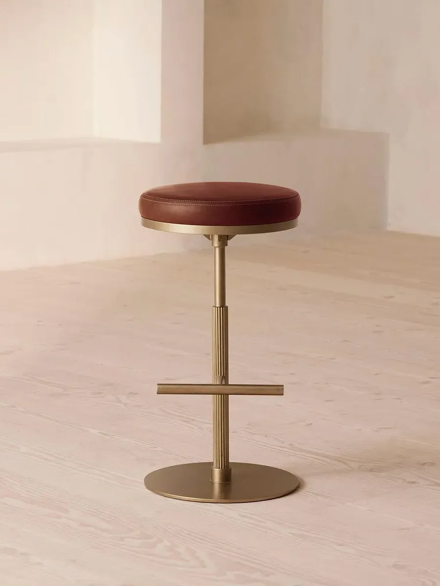 Swivel Barstool with Footrest - Sangria, Leather image