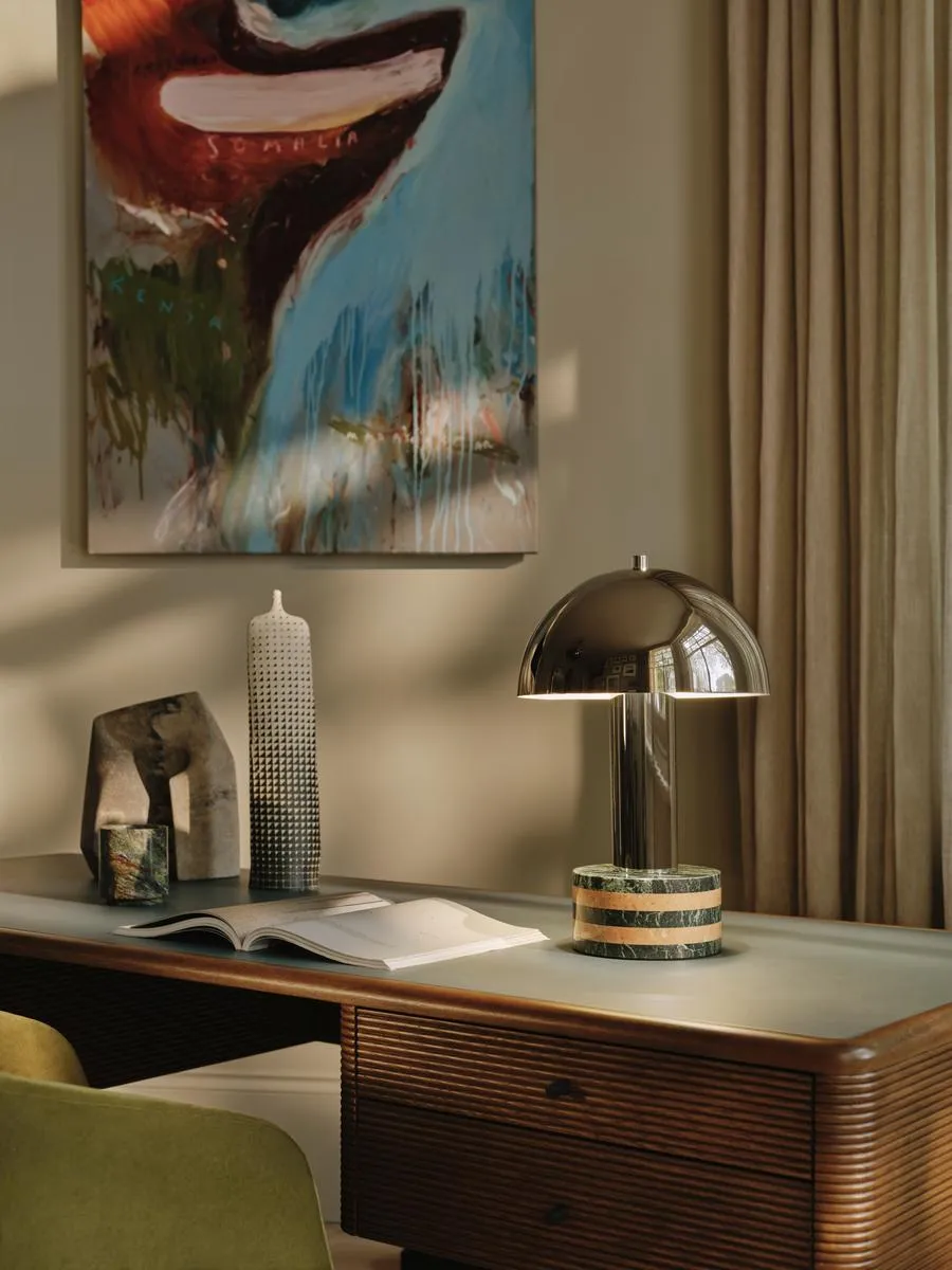 Table Lamp with Dimmer - Chrome, Marble image