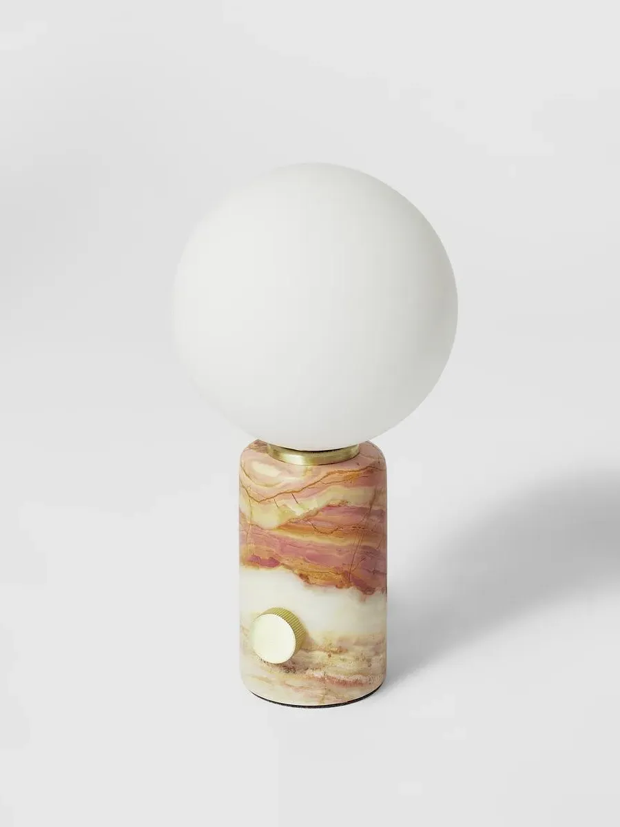 Table Lamp with Dimmer - White Glass, Marble image