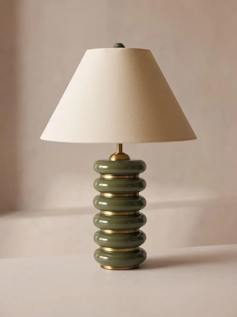 Table Lamp with Ring Base - Olive, Lacquer image