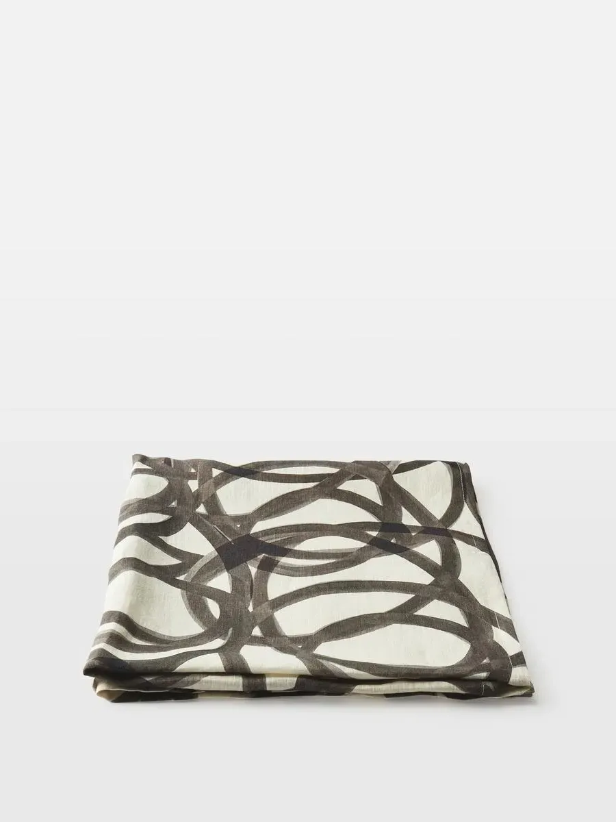 Table Runner with Swirl Pattern - Linen image