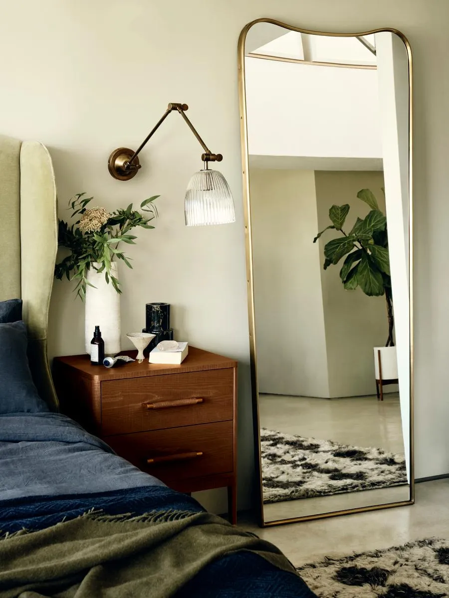 Tall Floor Mirror - Antique Brass Frame image