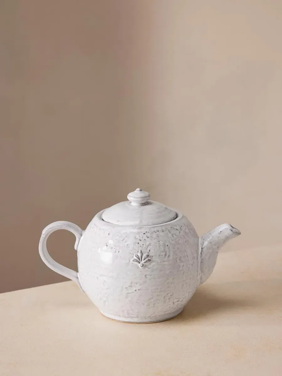 Teapot with Hand-Glazed Finish - White, Stoneware image