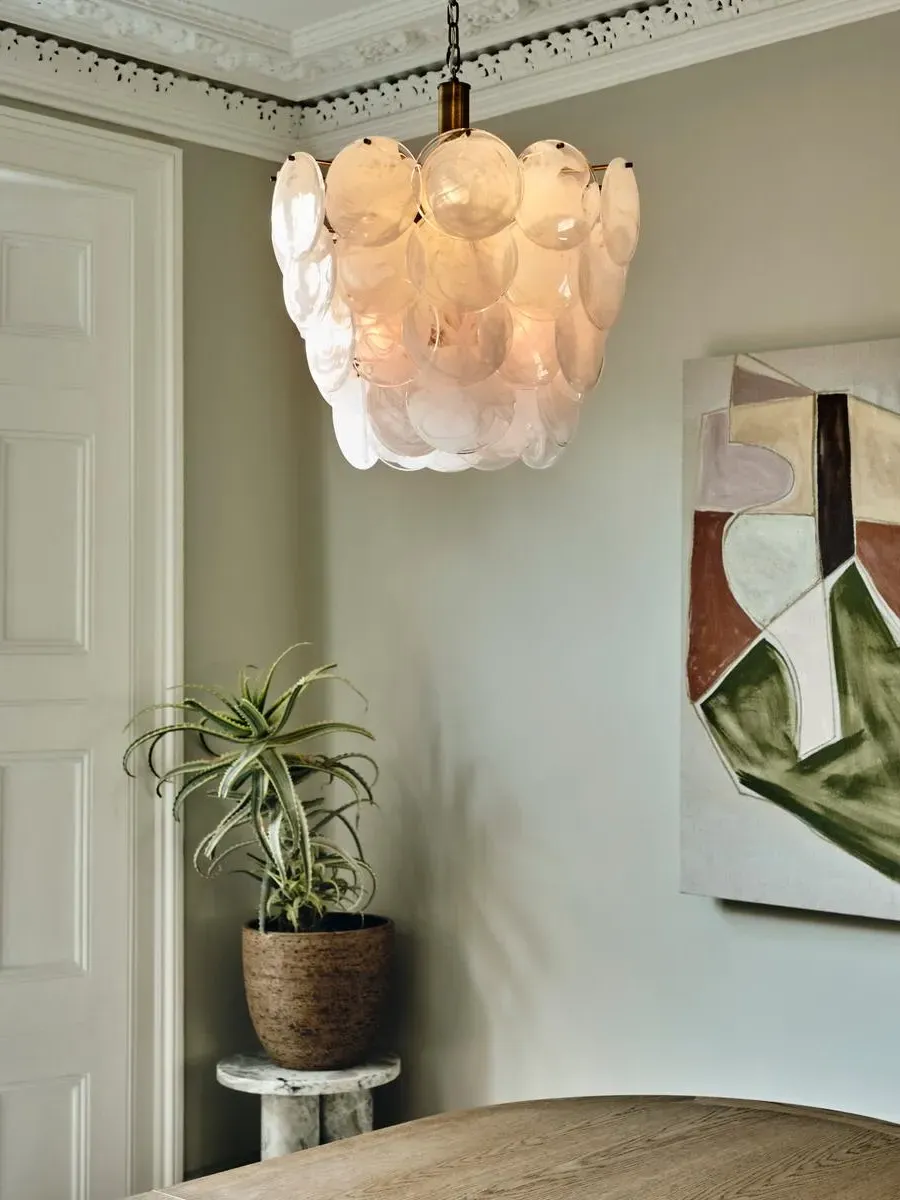 Tiered Chandelier with Glass Discs - Clear image