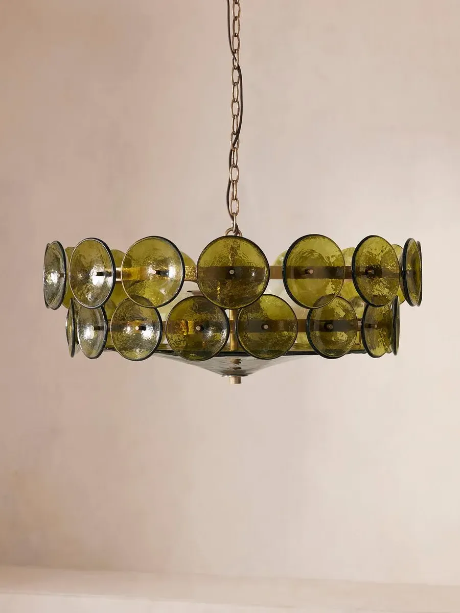Tiered Chandelier with Glass Discs - Green