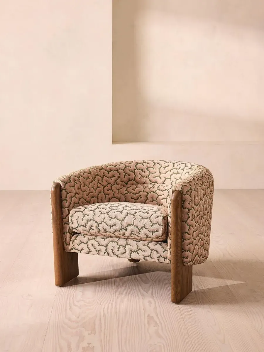 Tub Armchair with Feather Cushion - Oak, Fabric image