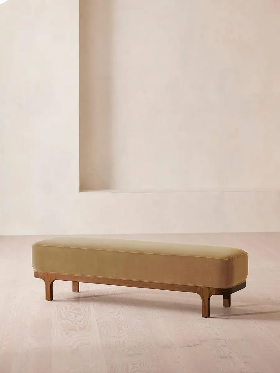 Upholstered Bench - Camel, Velvet