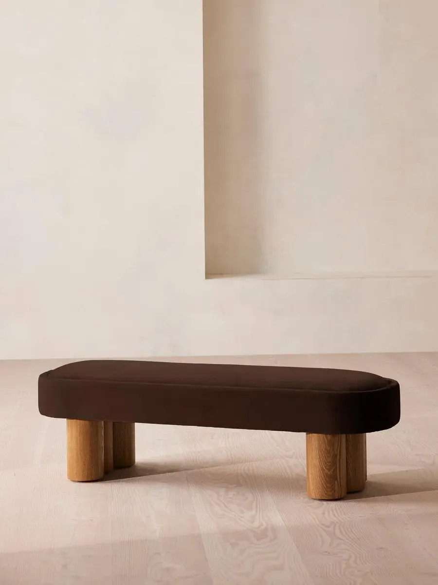 Upholstered Bench - Chocolate, Velvet