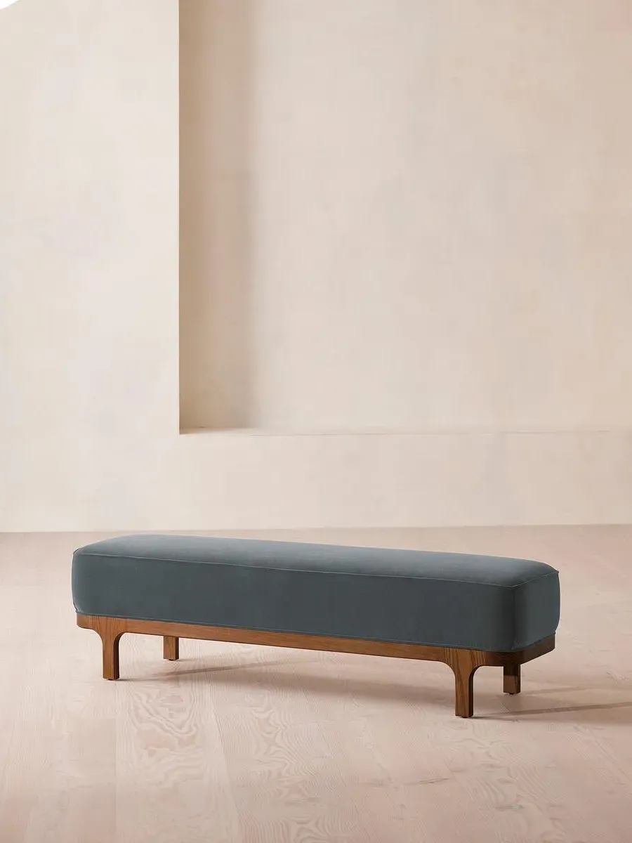 Upholstered Bench - Grey Blue, Velvet image