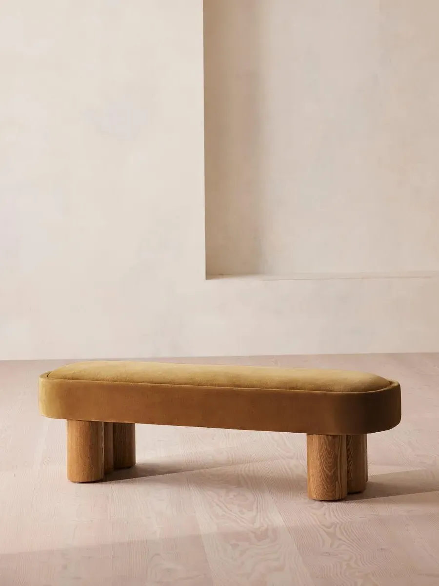 Upholstered Bench - Mustard, Velvet