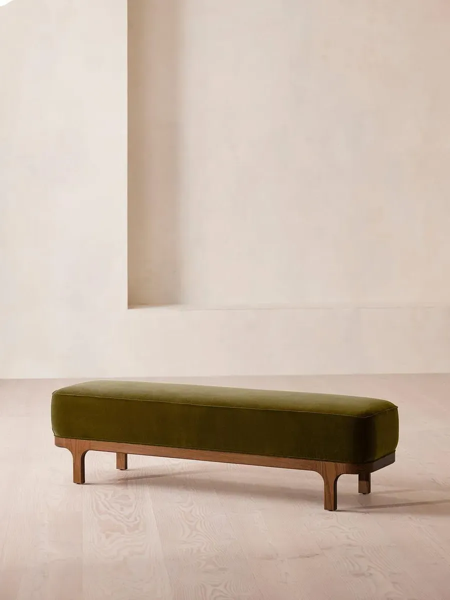 Upholstered Bench - Olive, Velvet