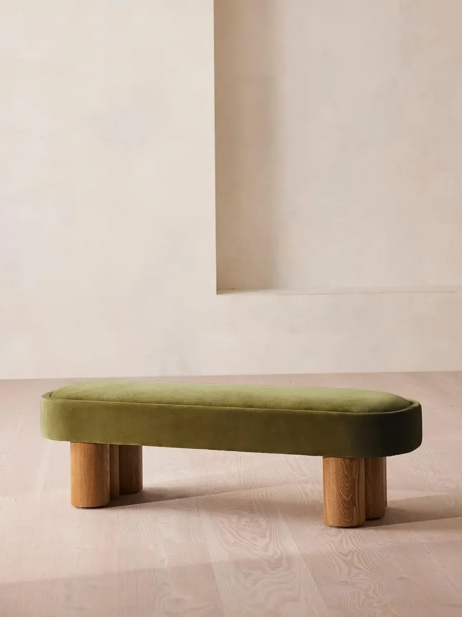 Upholstered Bench - Olive, Velvet