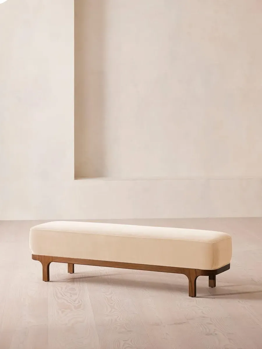Upholstered Bench - Porcelain, Velvet