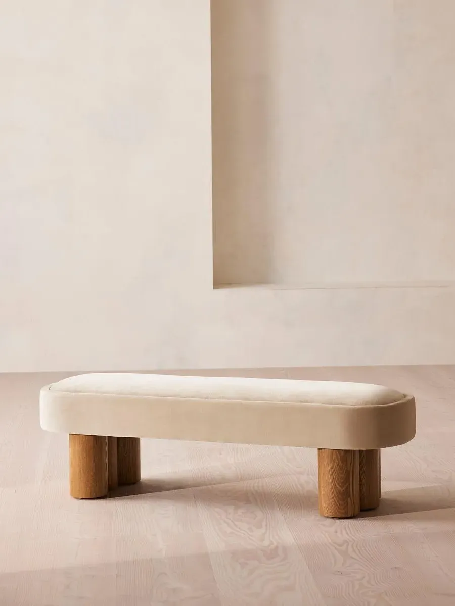 Upholstered Bench - Porcelain, Velvet