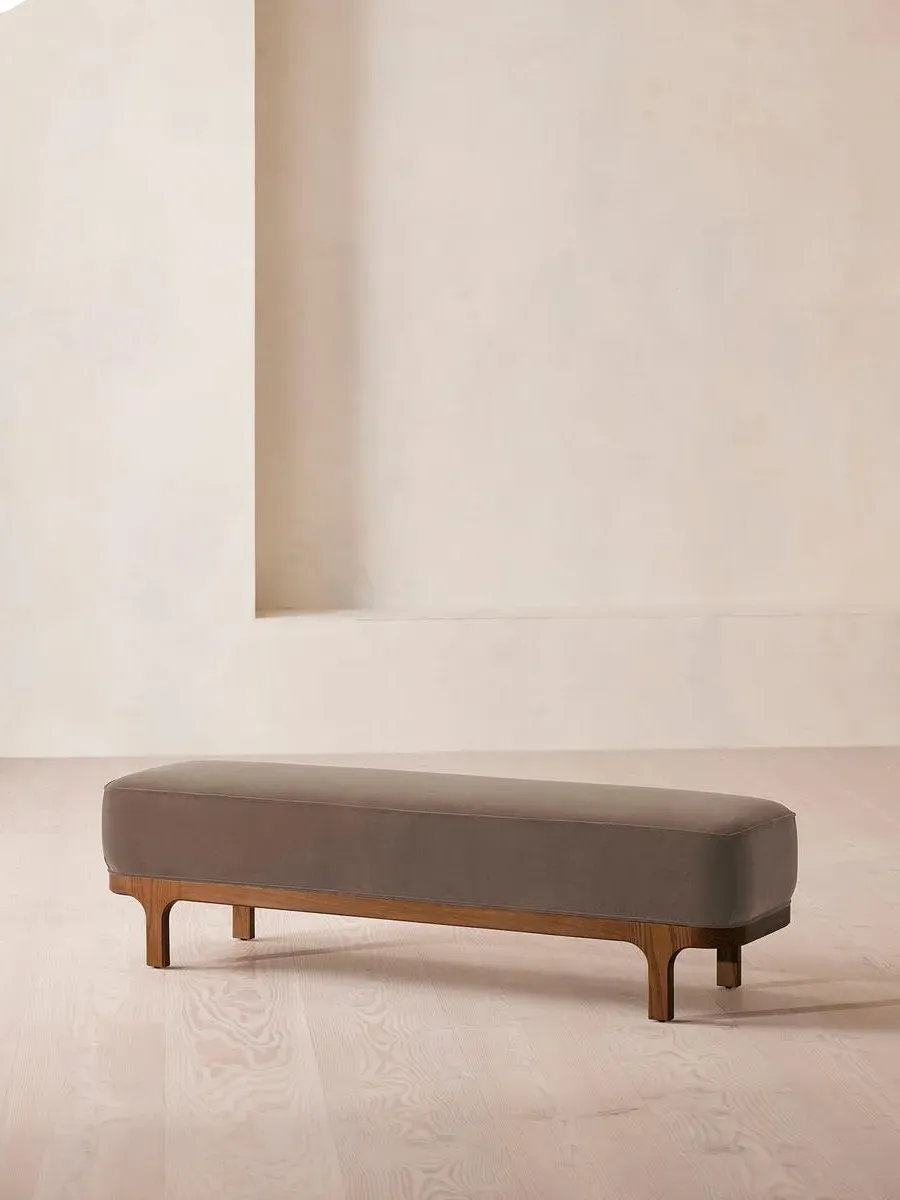 Upholstered Bench - Taupe, Velvet