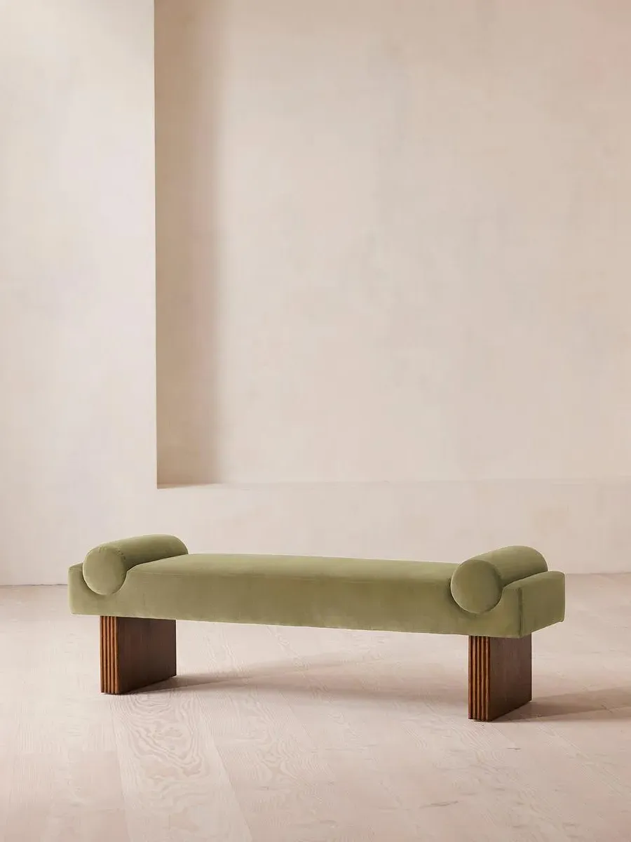 Upholstered Bench with Bolster - Lichen, Velvet
