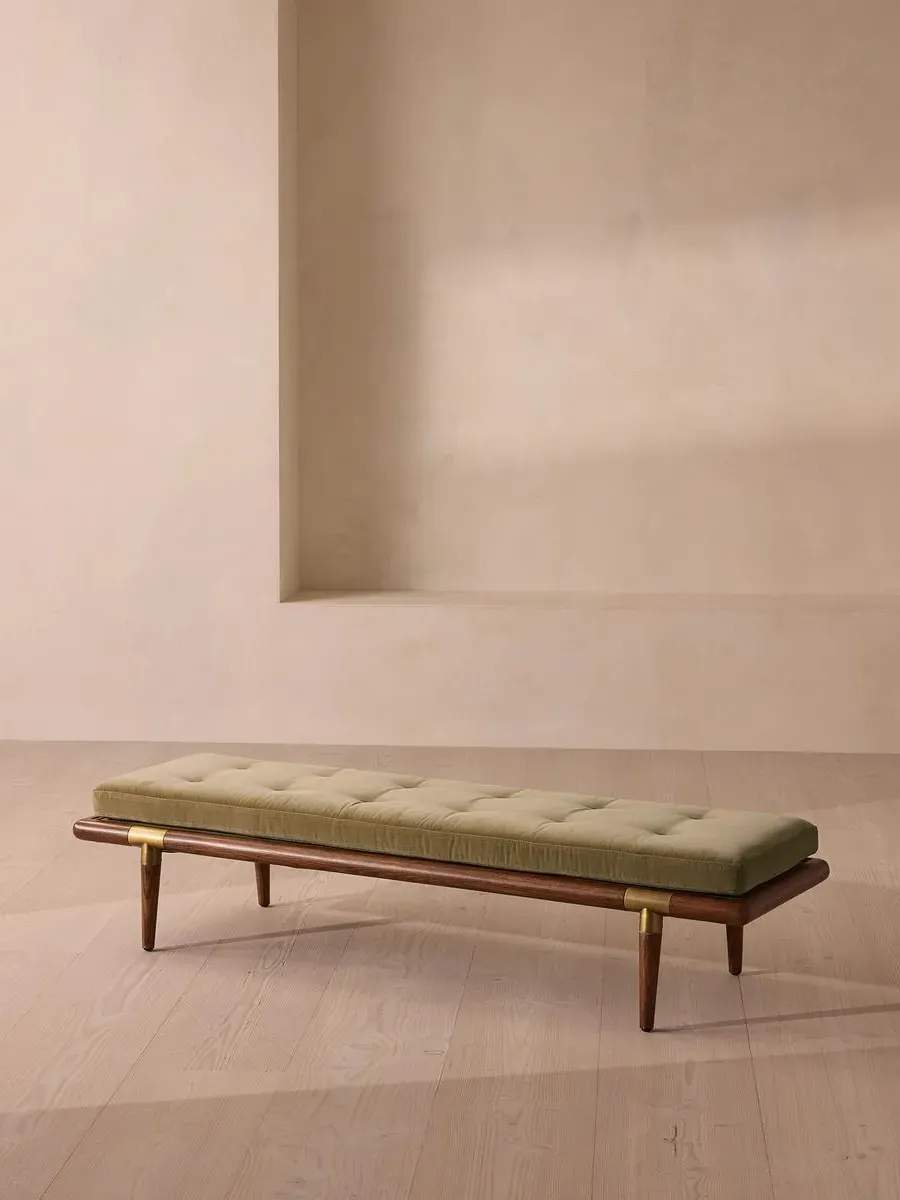 Upholstered Bench with Bolster - Lichen, Velvet
