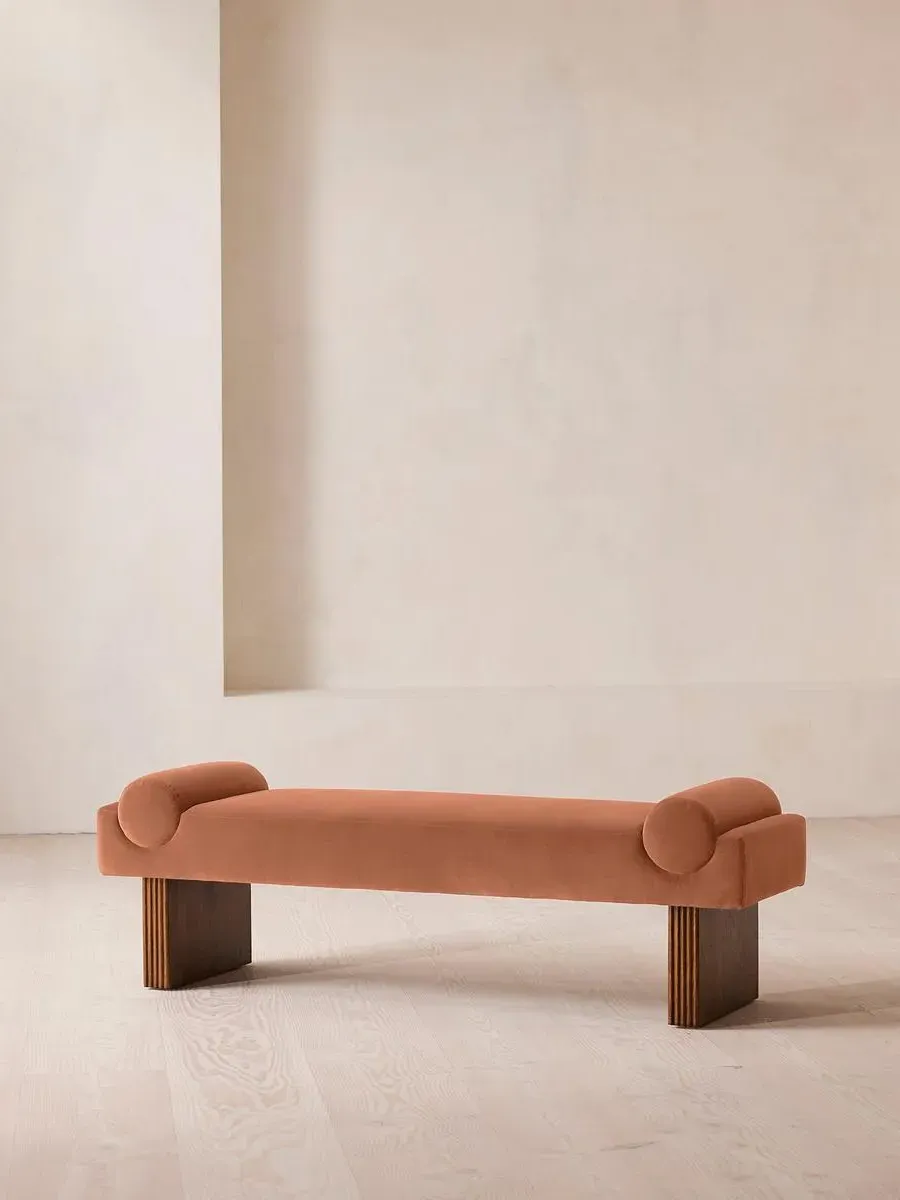 Upholstered Bench with Bolster - Rose, Velvet