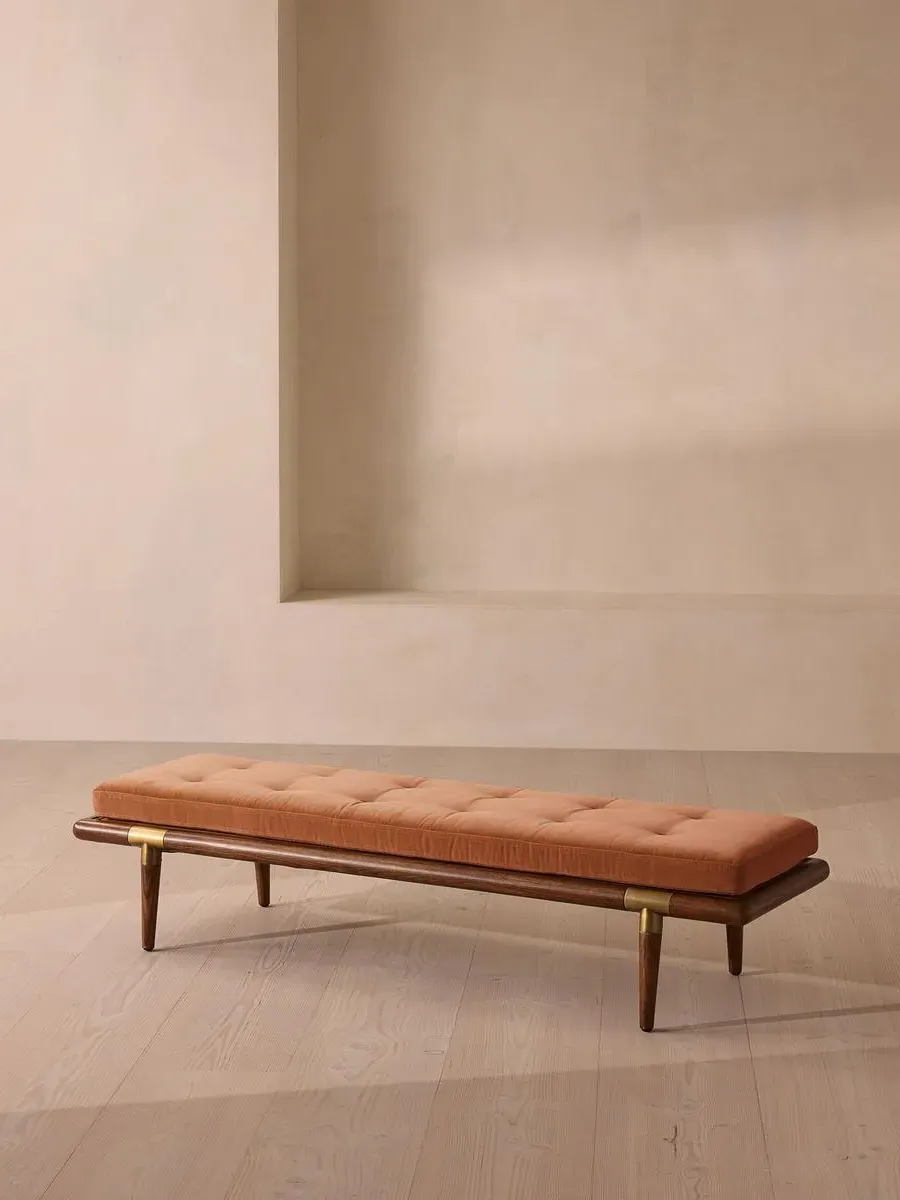 Upholstered Bench with Bolster - Rose, Velvet