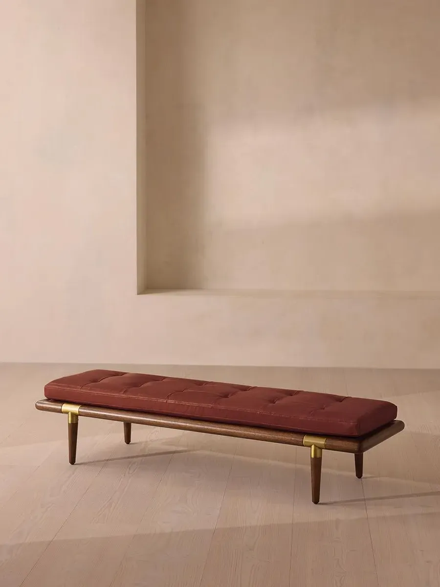Upholstered Bench with Bolster - Sangria, Leather