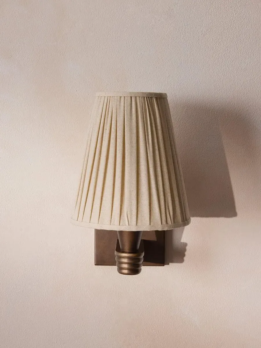 Wall Light with Fluted Arm - Bronze, Linen image