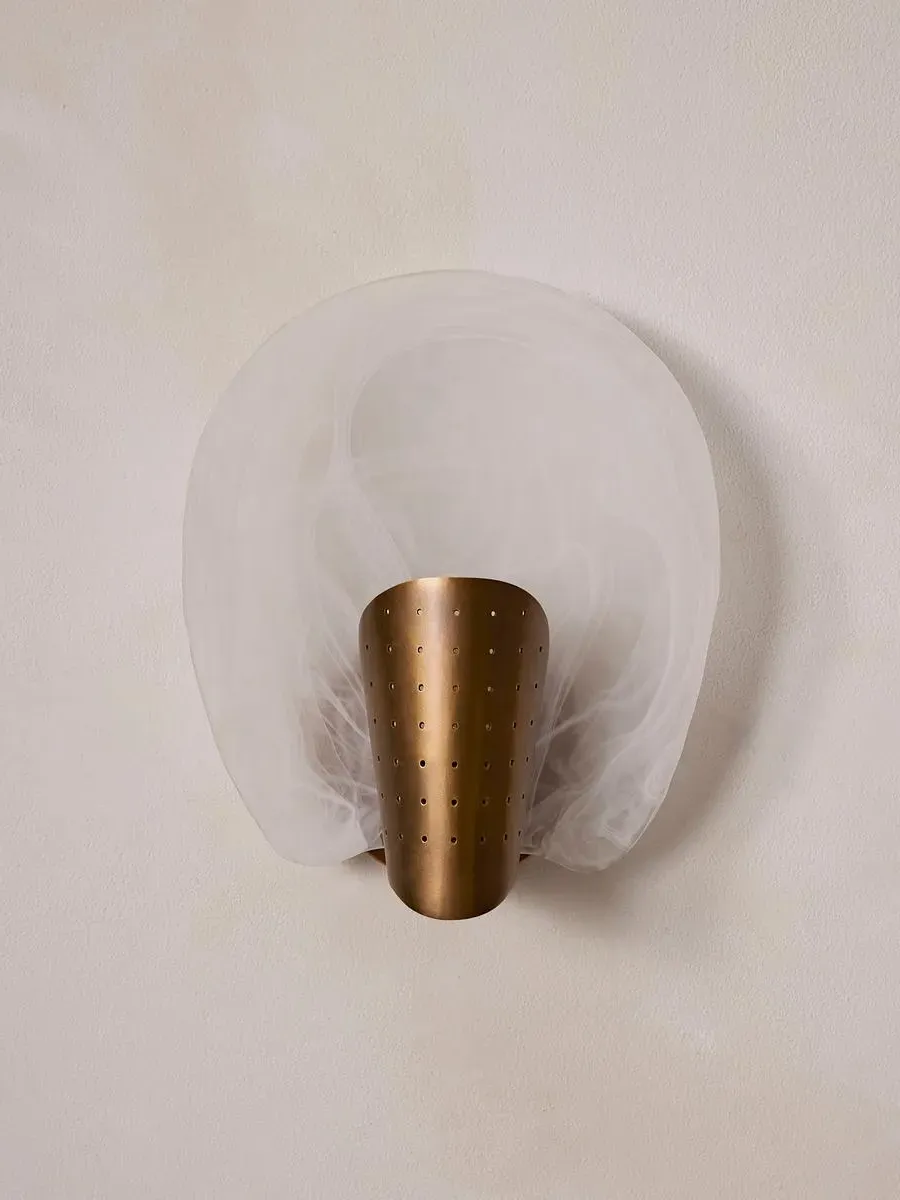 Wall Light with Glass Shade - Clear, Brass image