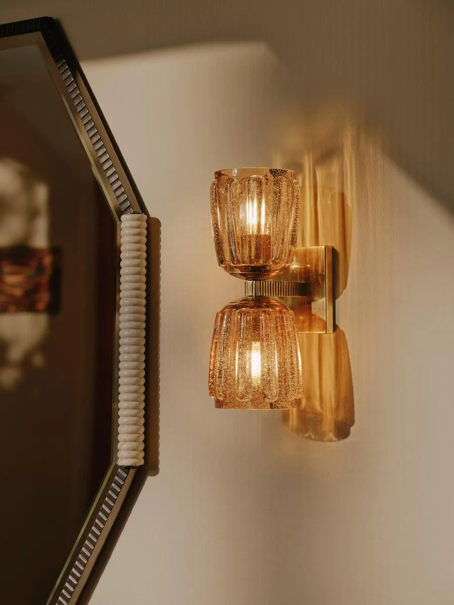 Wall Light with Glass Shades - Smoked, Brass image