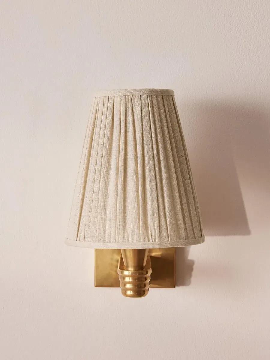 Wall Light with Pleated Shade - Brass, Linen image