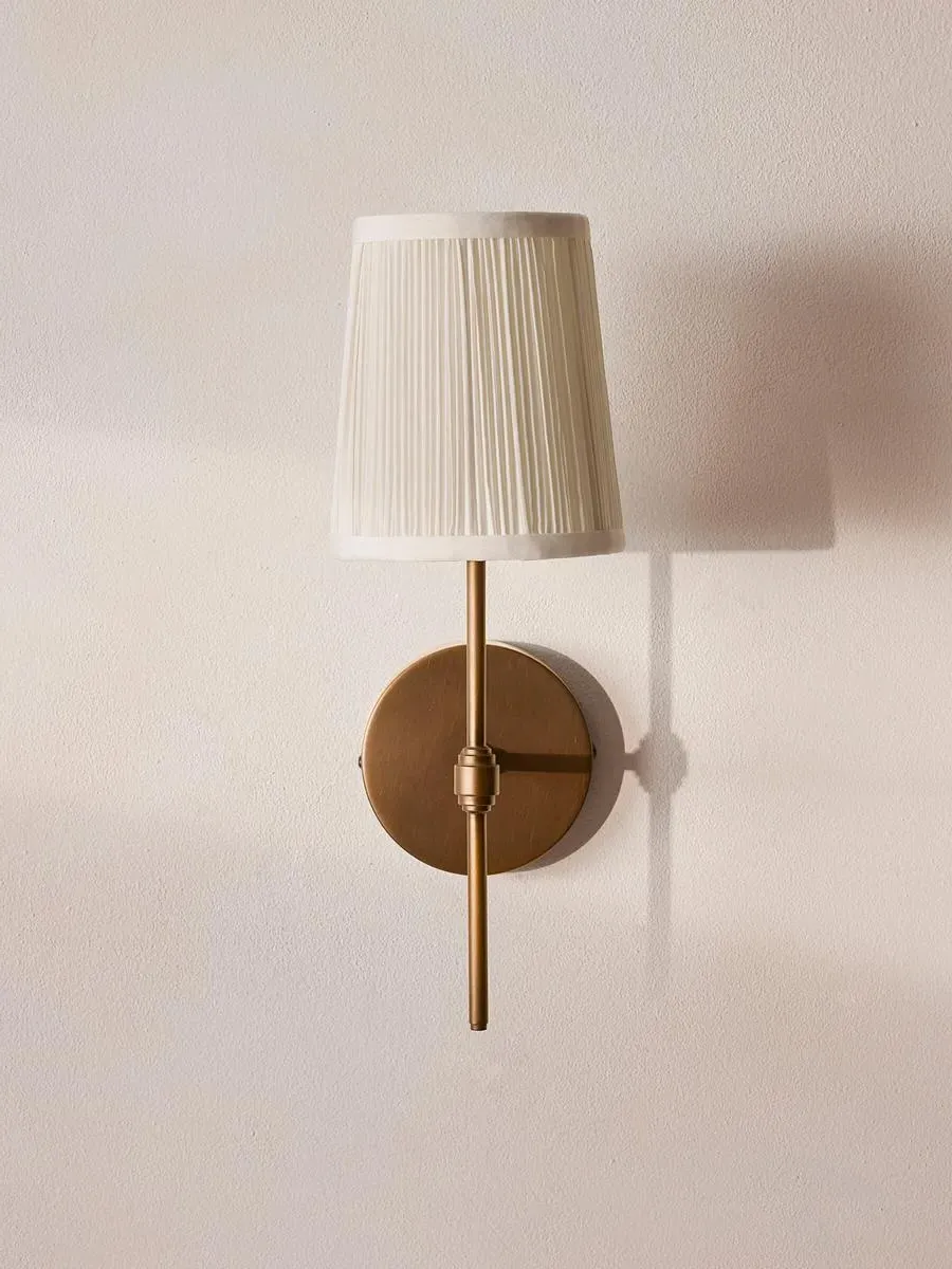 Wall Light with Pleated Shade - Brass, Linen image