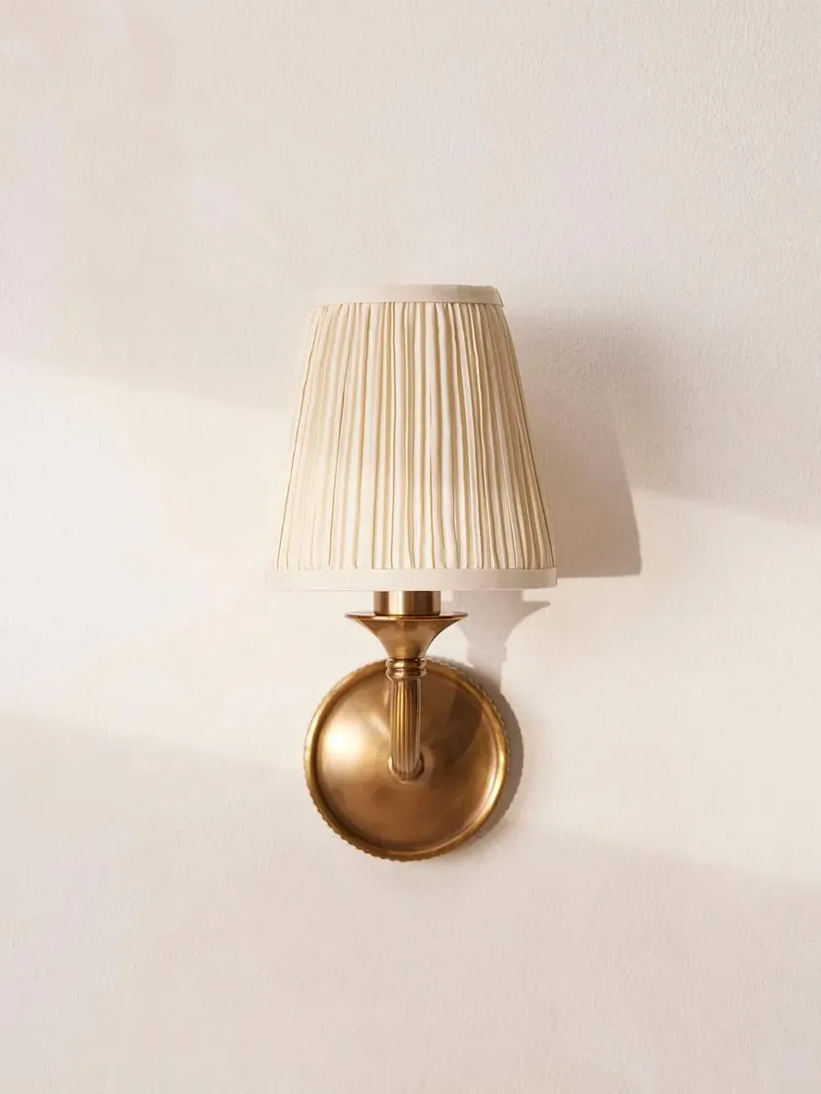 Wall Light with Pleated Shade - Brass image