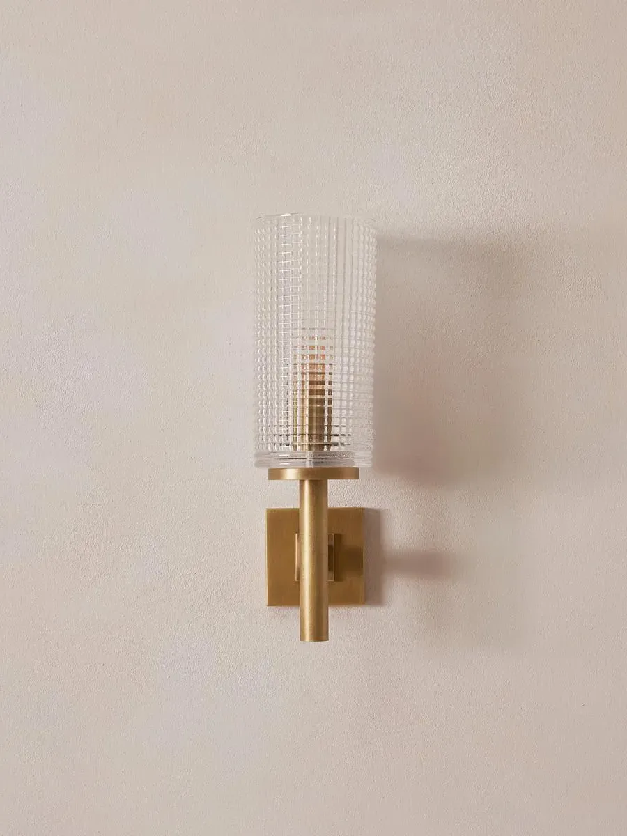 Wall Light with Textured Glass - Brass image