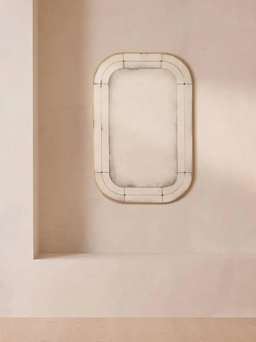 Wall Mirror with Brass Studs - Oak Frame image