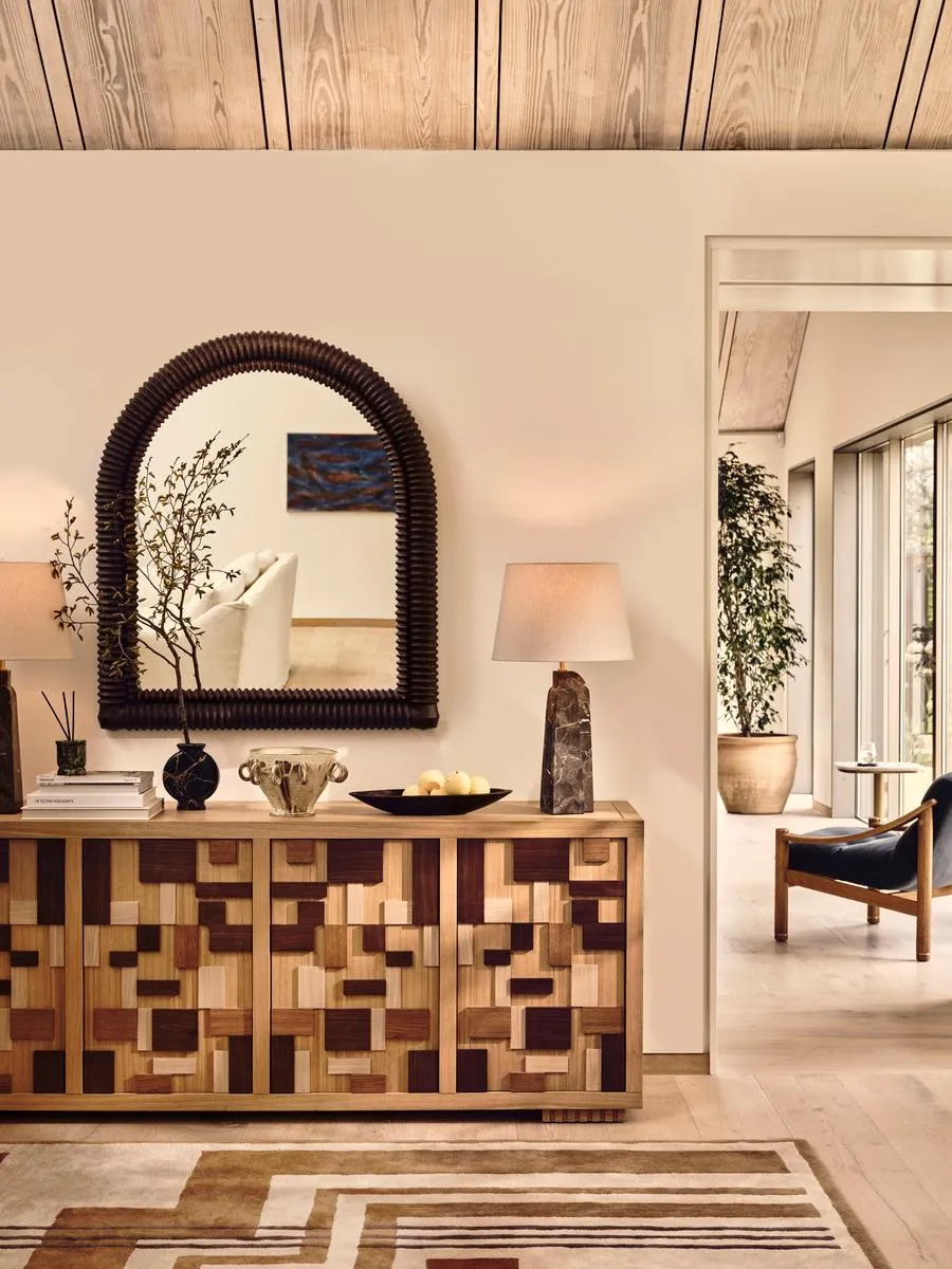 Wall Mirror with Wood-Effect Frame - Resin image
