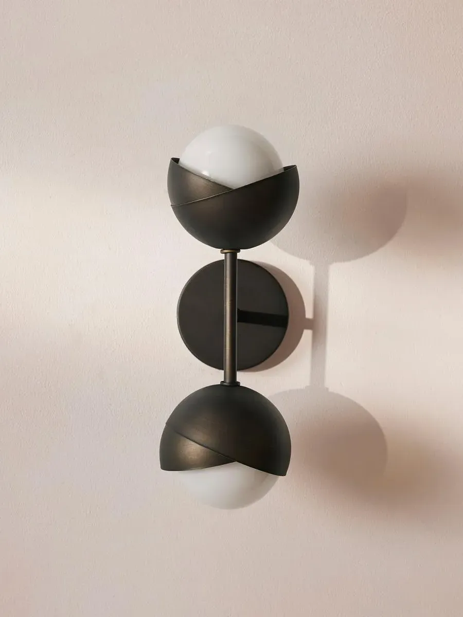 Wall Sconce with Dual Orbs - Blackened Brass image