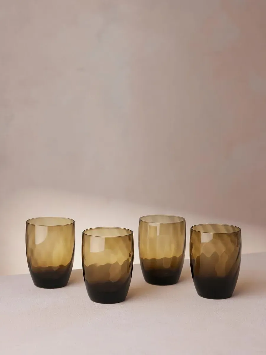 Water Glass Set of 4 - Amber, Blown Glass