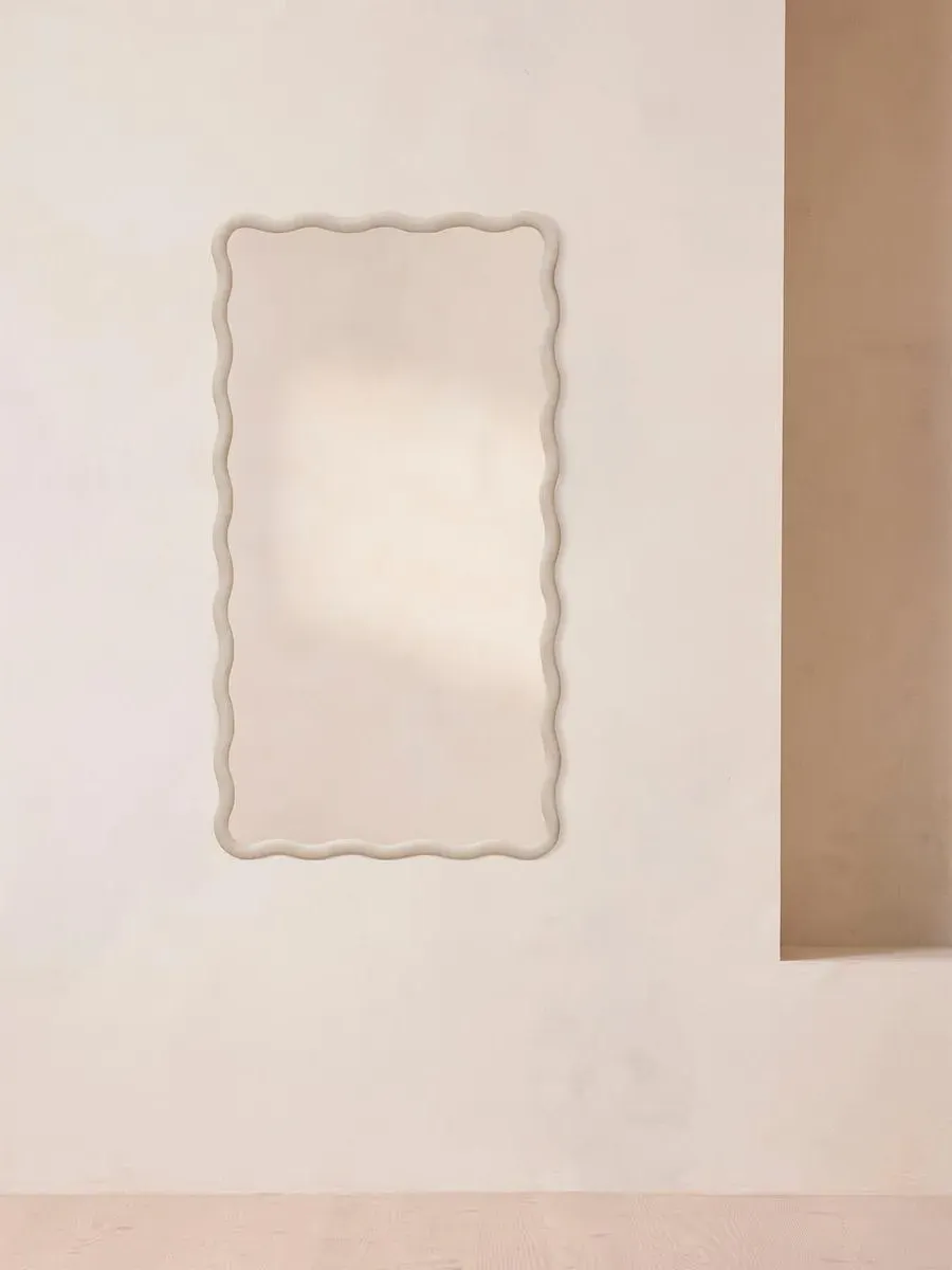 Wave Frame Mirror - Whitewashed, Poplar Wood image
