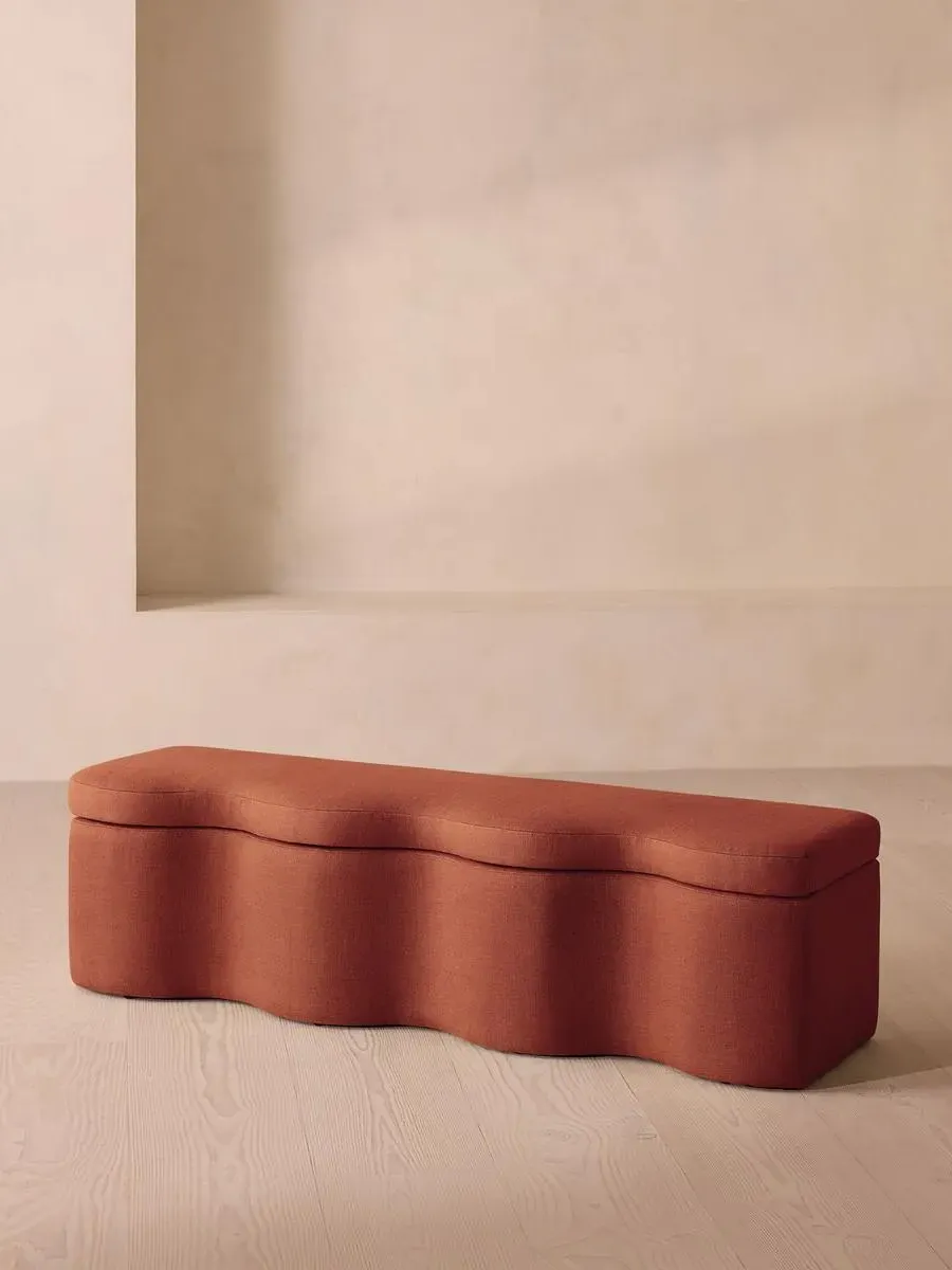 Wave Storage Bench with Hinged Lid - Sienna, Linen
