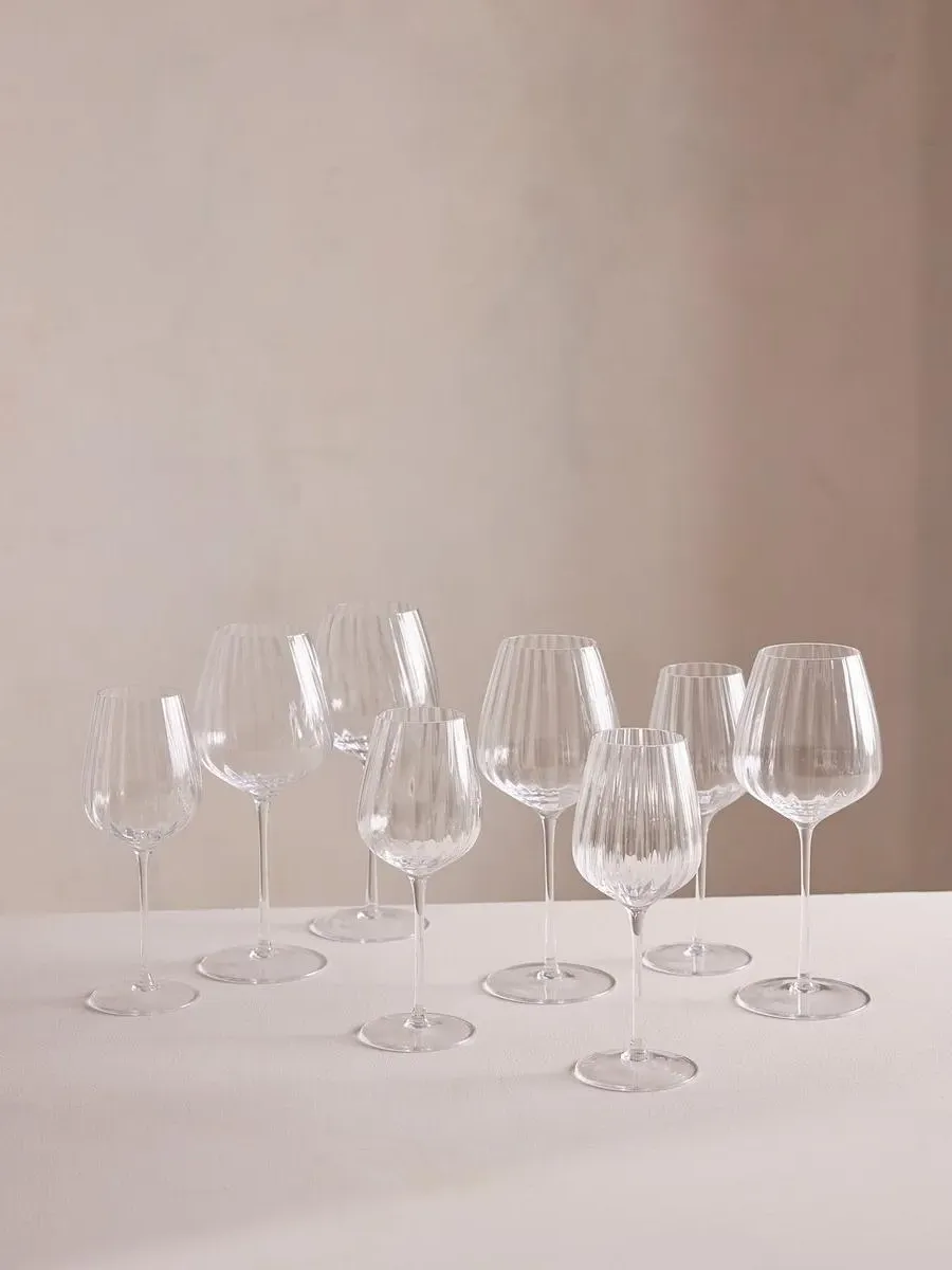 Wine Glass Set with Scalloped Detail - Clear Glass image