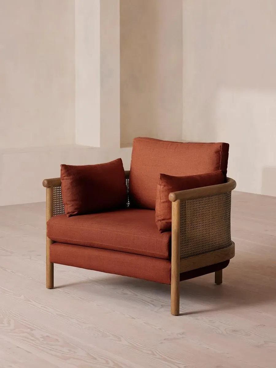 Wraparound Armchair with Cane Panel - Sienna, Linen