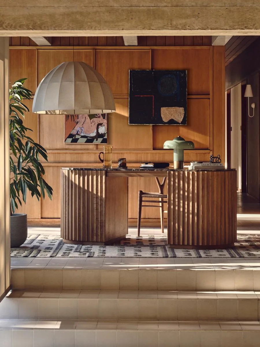 Wraparound Desk with Storage - Brown, Marble image