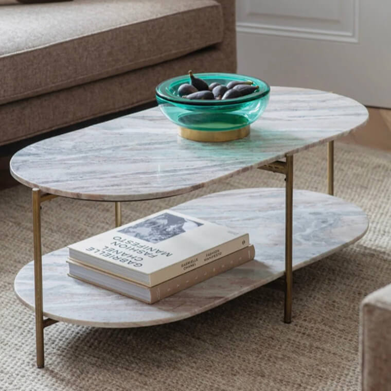 Marble Oval Coffee Table lifestyle
