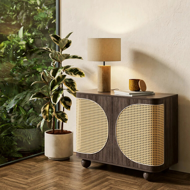 una wooden sideboard