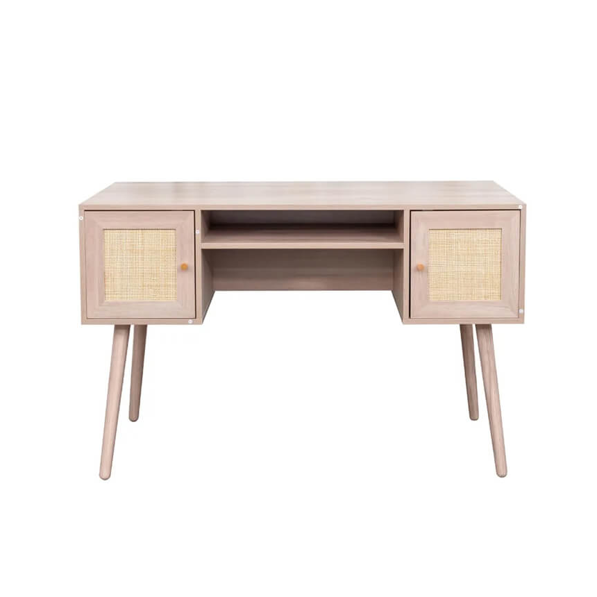 ferrero natural and woven rattan 2 door desk