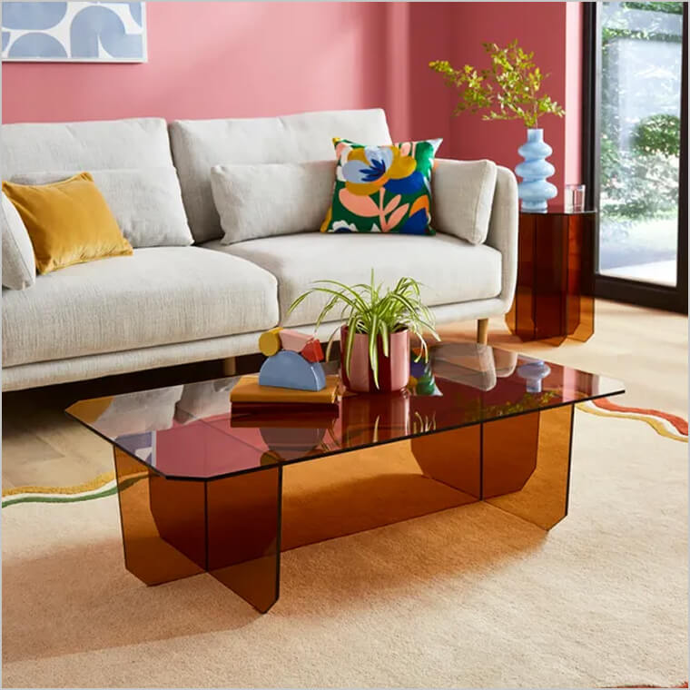 Elements Bowden Glass Coffee Table lifestyle