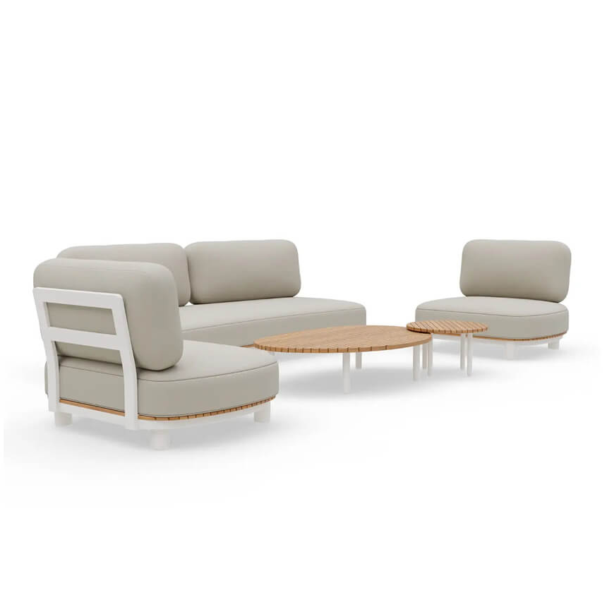 Ion 4 Seater Teak and Aluminium Garden Sofa and Armchair Set