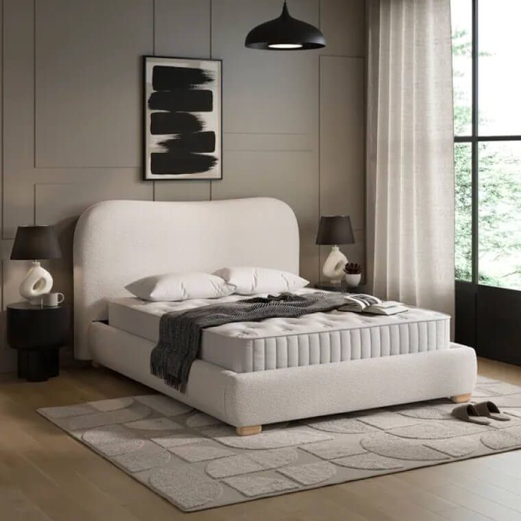 Squidge Upholstered Bed Frame in room