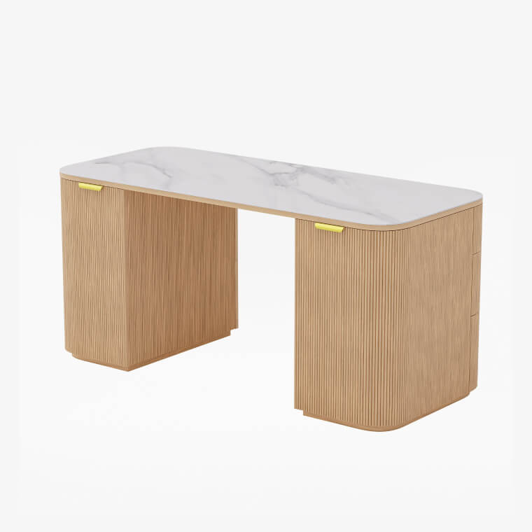 modern oval desk with 6 drawers