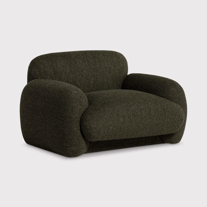 Green Textured Fabric Armchair