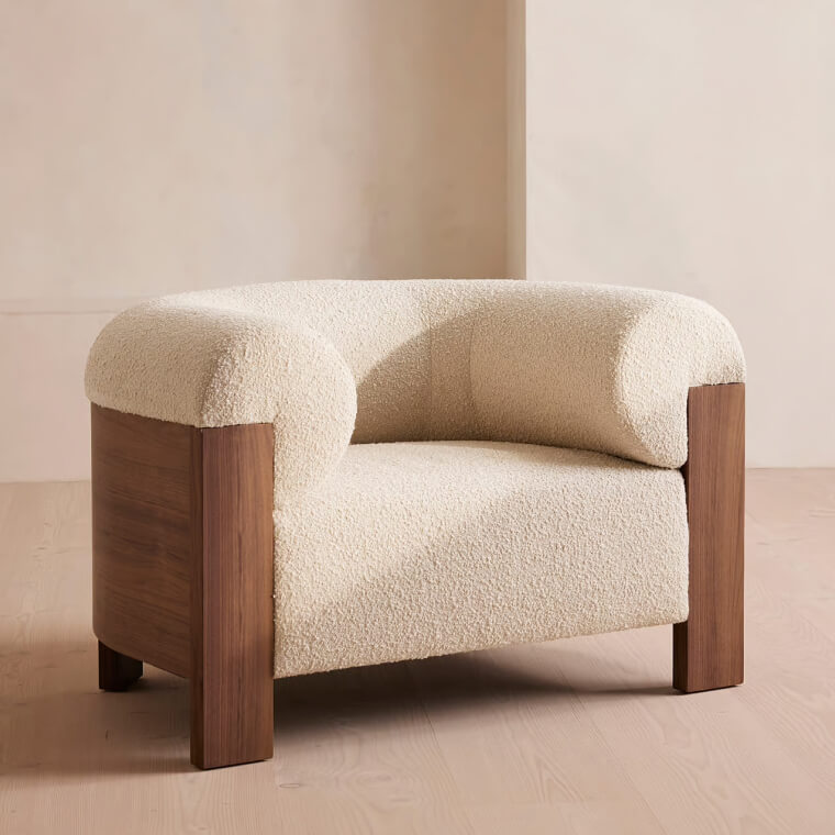 Eldon Armchair, Walnut, Boucle